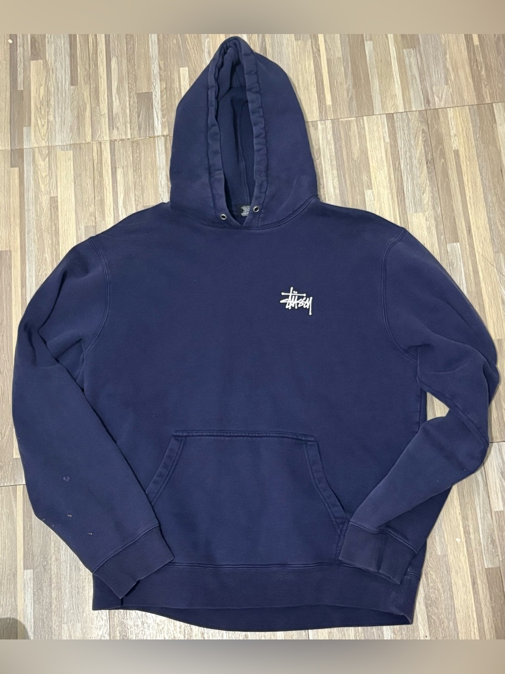 Stussy Navy Blue Men's Hoodie - Logo Pullover